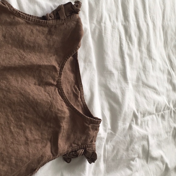 Brown linen ruffle dress - Picture 5 of 8